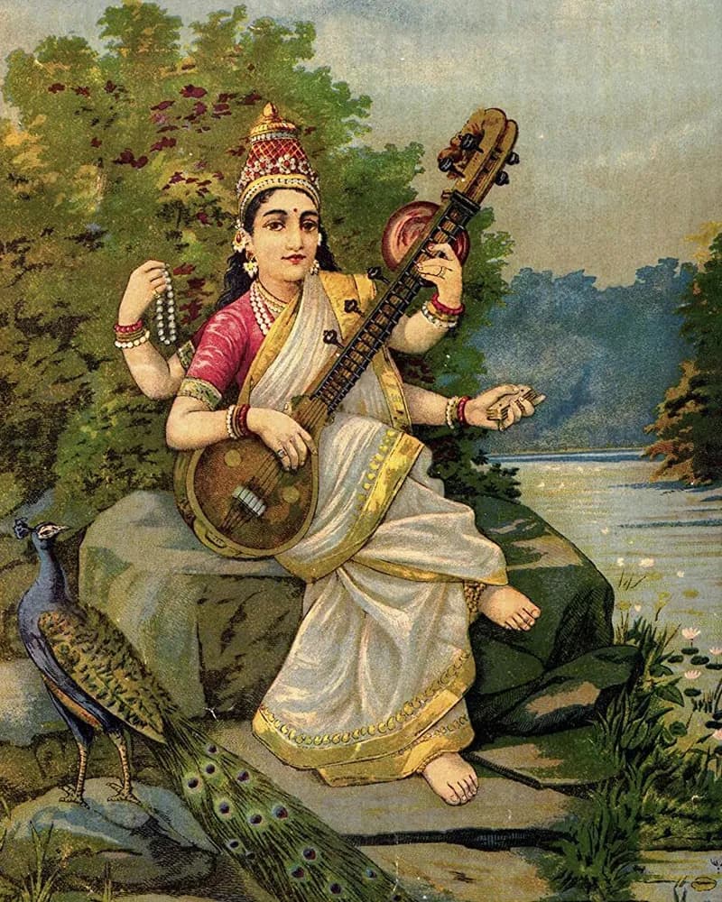 Saraswati Ji — Raja Ravi Varma painting