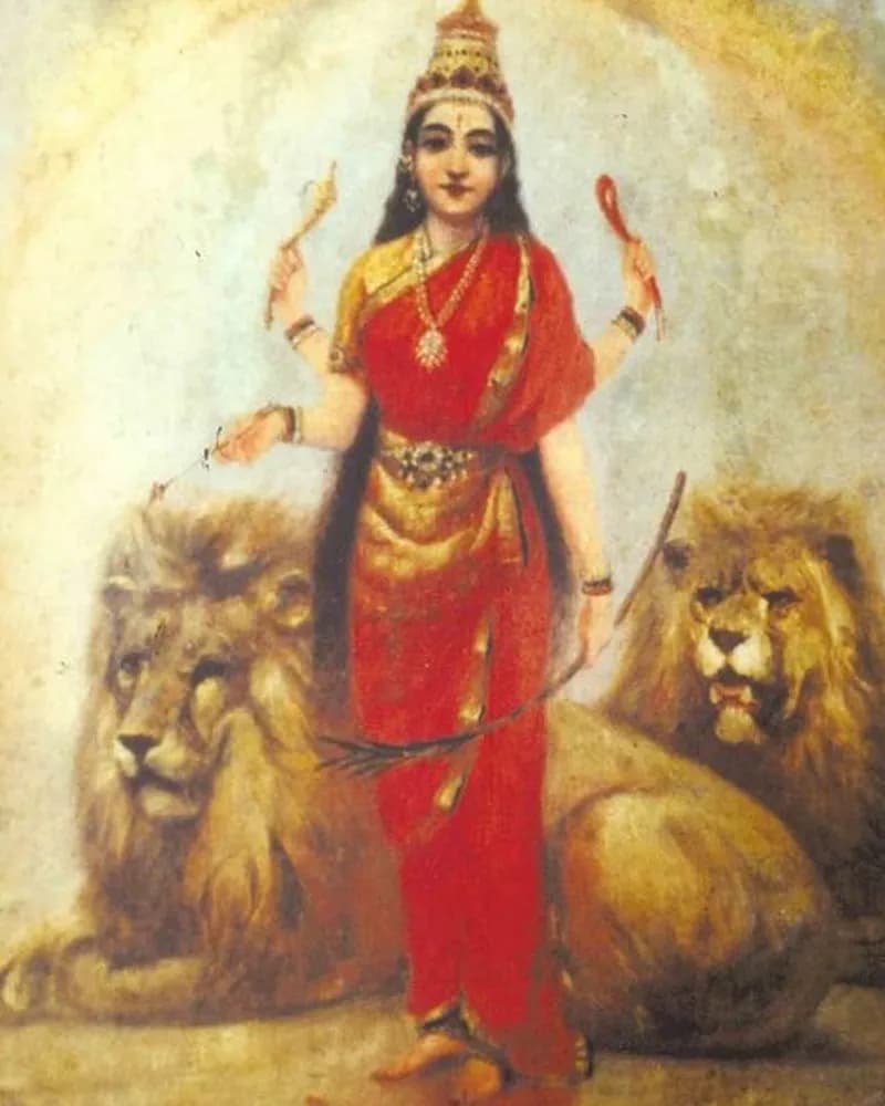 Durga Ji — Raja Ravi Varma painting